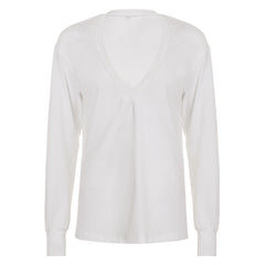 Deep v neck long sleeve solid top