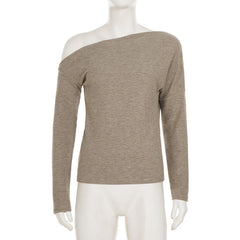 Long sleeve waffle irregular solid top