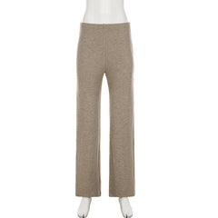 Waffle solid straight leg pant