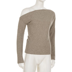 Long sleeve waffle irregular solid top