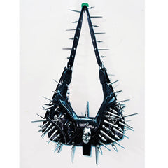 Skull applique PU leather rivet crossbody purses bag