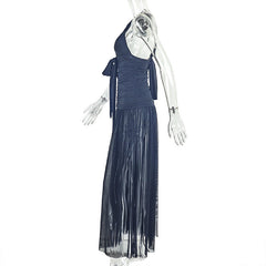 One shoulder ruched irregular slit maxi dress