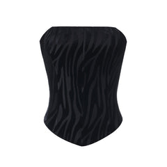 Zip-up print corset backless tube top