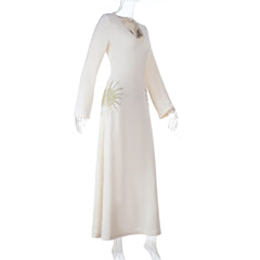 Long sleeve v neck zip-up self tie maxi dress