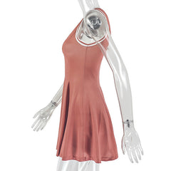 V neck sleeveless contrast mini dress