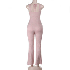 Self tie v neck zip-up lace v neck cami jumpsuit