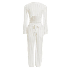 Long sleeve crewneck crop pant set