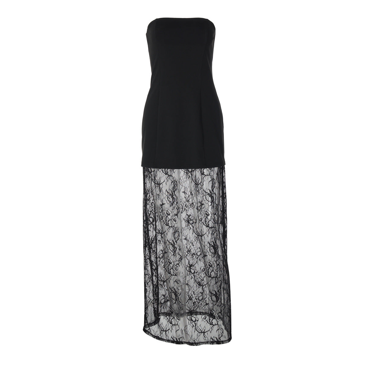 Lace backless tube maxi skirt set