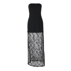 Lace backless tube maxi skirt set