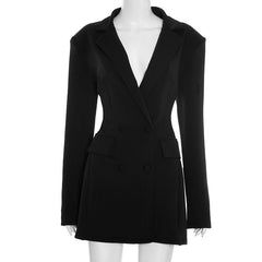 Long sleeve turnover collar solid mini dress