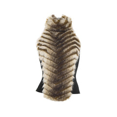 Halter fluffy contrast buckle backless top