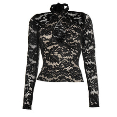 Cross front halter self tie lace long sleeve top