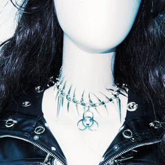 Long sleeve PU leather rivet top