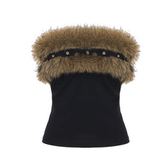 Fluffy backless solid tube top
