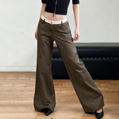 Pocket button low rise pant
