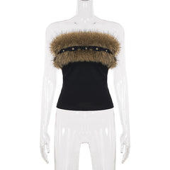 Fluffy backless solid tube top
