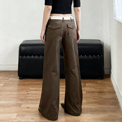 Pocket button low rise pant