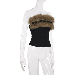 Fluffy backless solid tube top