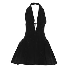 Halter deep v neck backless glitter mini dress