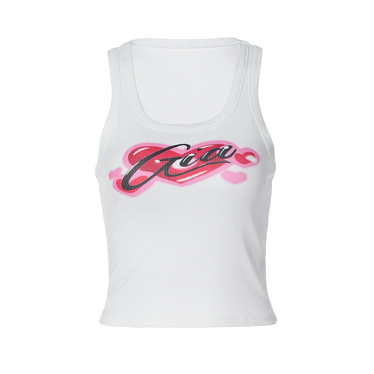 Sweetheart pattern u neck tank top