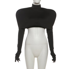 High neck 2 piece solid crop top