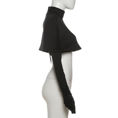 High neck 2 piece solid crop top