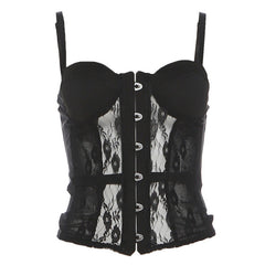 Padded button lace cami top