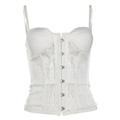 Padded button lace cami top