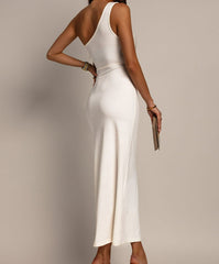One shoulder hollow out ruched irregular cut out maxi dress