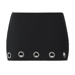 Hollow out A line solid cut out mini skirt