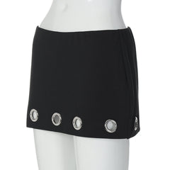 Hollow out A line solid cut out mini skirt