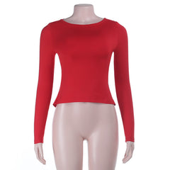 Crewneck long sleeve bowknot lace solid top