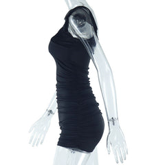Ruched mesh backless mini dress