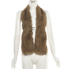 Halter self tie fluffy backless top