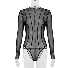 Long sleeve mesh corset bodysuit