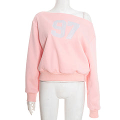 Long sleeve off shoulder "97" pattern top
