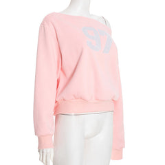 Long sleeve off shoulder "97" pattern top