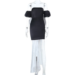 Bowknot ruched off shoulder tube mini dress