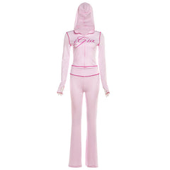 Hoodie long sleeve letter print pant set