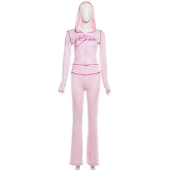 Hoodie long sleeve letter print pant set