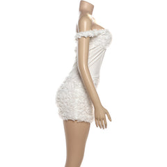 Off shoulder zip-up mini dress