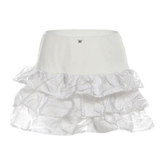 Butterfly applique ruffle mini skirt