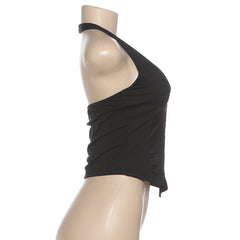 Halter v neck backless button top