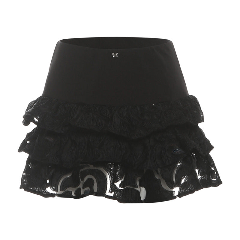 Butterfly applique ruffle mini skirt