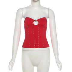 Sweetheart neck hollow out cut out top