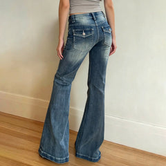 Pocket wide leg medium rise jeans