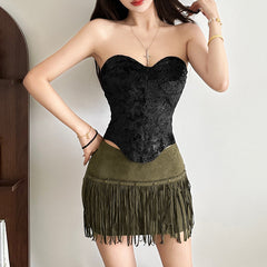 Sweetheart neck corset backless top