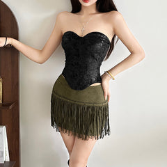 Sweetheart neck corset backless top