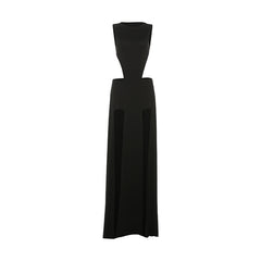 Crewneck sleeveless button slit maxi skirt set