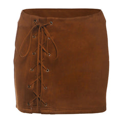 Lace up A line mini skirt